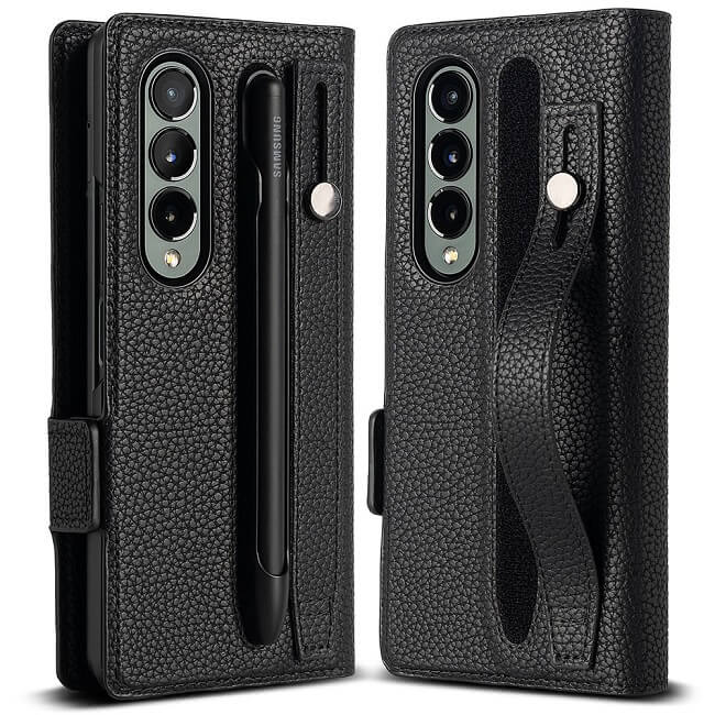 Калъф с S-Pen Поставка за Samsung Z Fold 4, Ringke Folio Signature Case, Черен (2)