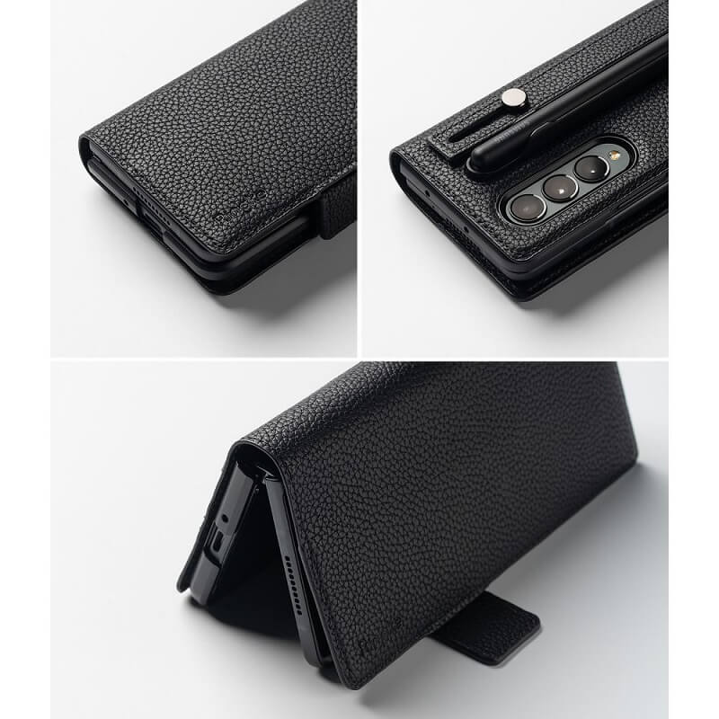 Калъф с S-Pen Поставка за Samsung Z Fold 4, Ringke Folio Signature Case, Черен (4)