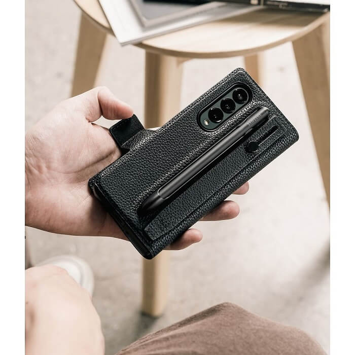 Калъф с S-Pen Поставка за Samsung Z Fold 4, Ringke Folio Signature Case, Черен (9)
