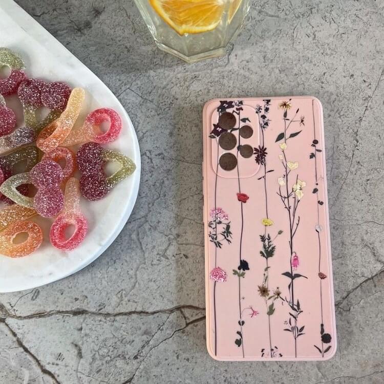Силиконов Дамски Калъф за Samsung A14, Tech-Protect Floral Case, Розов (2)