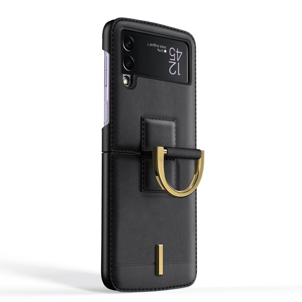 Кожен Калъф с Каишка за Samsung Z Flip 4, Tech-Protect Wallet Chain Case, Черен (3)