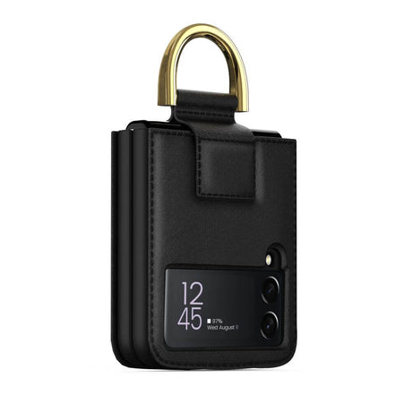 Кожен Калъф с Каишка за Samsung Z Flip 4, Tech-Protect Wallet Chain Case, Черен (5)