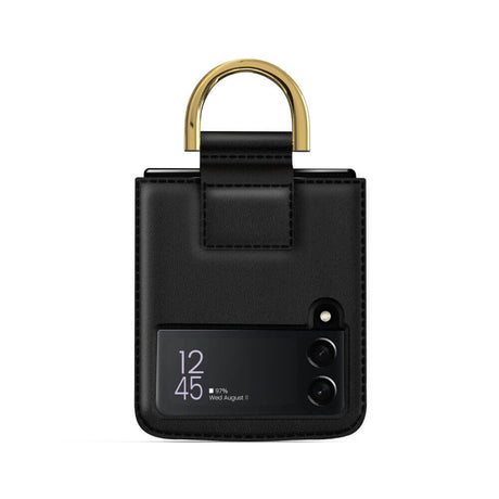 Кожен Калъф с Каишка за Samsung Z Flip 4, Tech-Protect Wallet Chain Case, Черен (4)