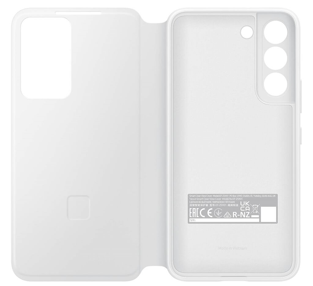 Оригинален Активен Калъф за Samsung S22 Clear View Cover Book Case EF-ZS901CWEGEE, Бял (5)