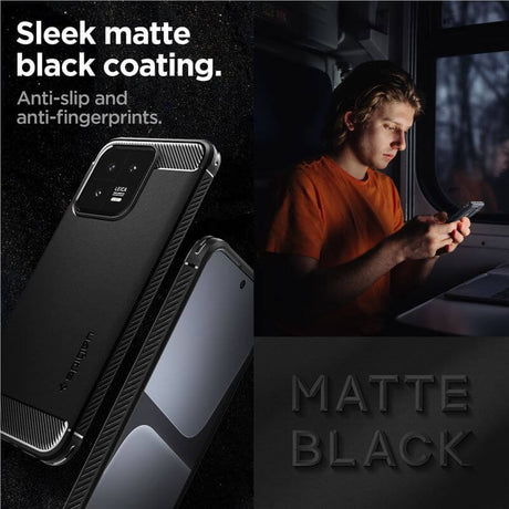 Противоударен Калъф за Xiaomi 13 Pro, Spigen Rugged Armor Case, Черен (8)