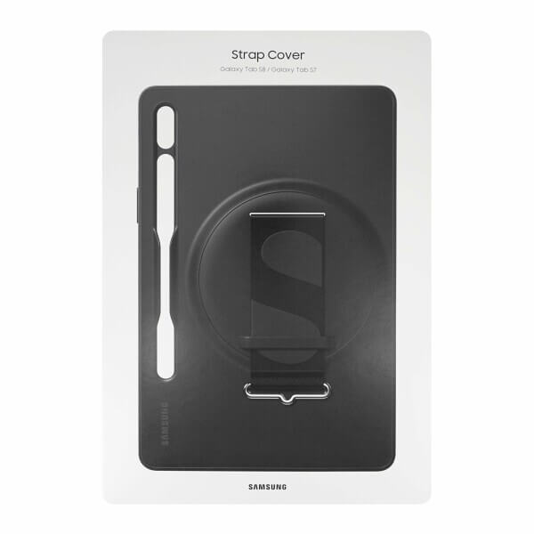 Оригинален Калъф с Дръжка за Samsung Tab S8 / S7, Strap Cover Case EF-GX700CBEGWW, Черен (6)