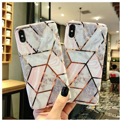 Силиконов Калъф за iPhone 11, Tech-Protect Marble Case, Розов (2)