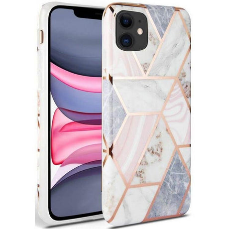 Силиконов Калъф за iPhone 11, Tech-Protect Marble Case, Розов
