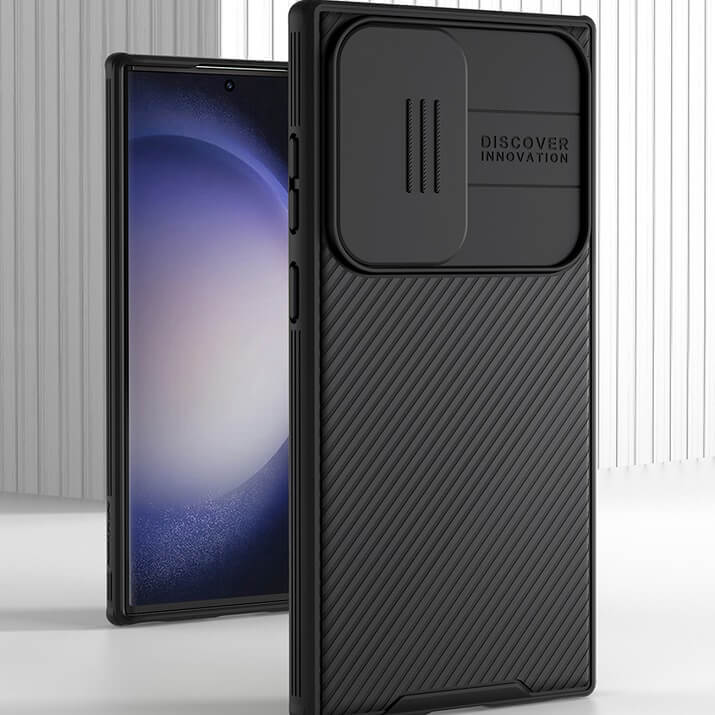 Magsafe калъф с Плъзгач за Камера за Samsung S23 Ultra, Nillkin CamShield Case, Черен (5)