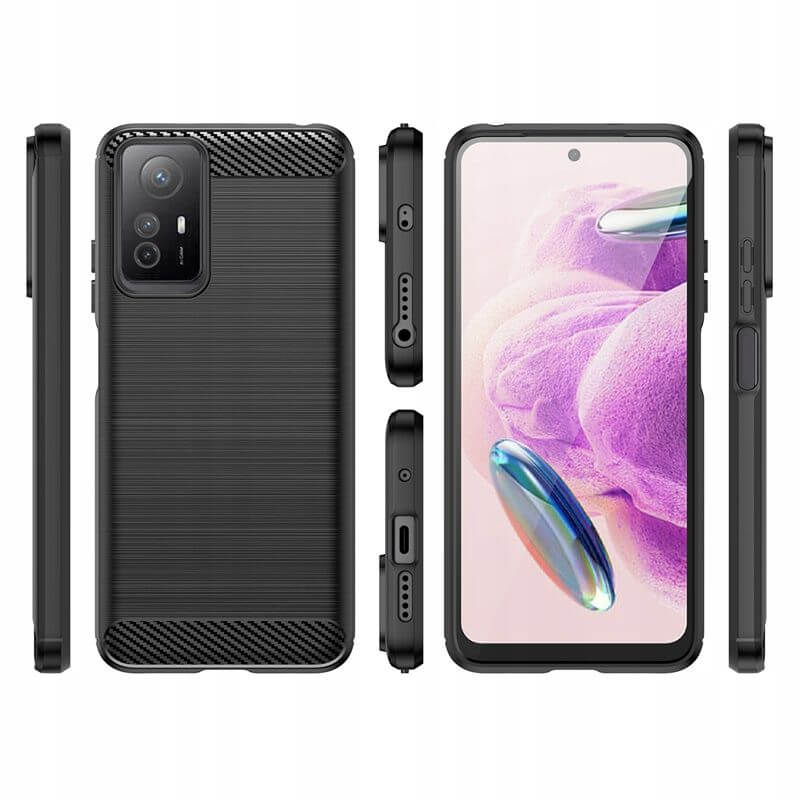 Противоударен Калъф за Xiaomi Redmi Note 12S, Tech-Protect Premium Carbon Case, Черен (2)