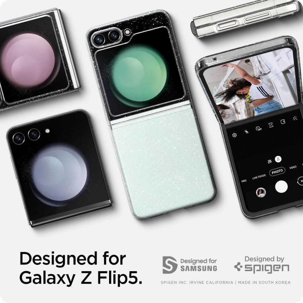 Блестящ Калъф за Samsung Z Flip 5, Spigen AirSkin Glitter Case, Прозрачен (6)