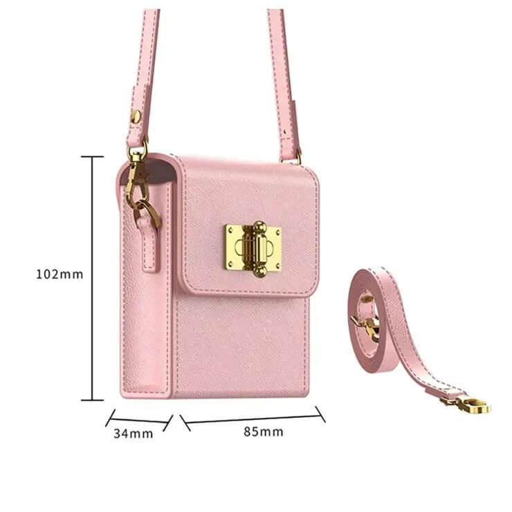 Кожен Калъф за Samsung Z Flip 5, GKK Shoulder Bag Case, Розов (6)