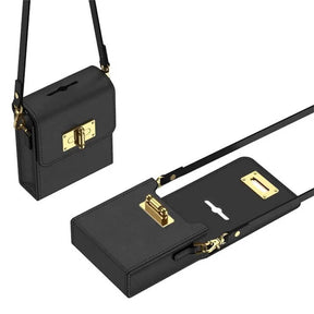 Кожен Калъф за Samsung Z Flip 5, GKK Shoulder Bag Case, Черен