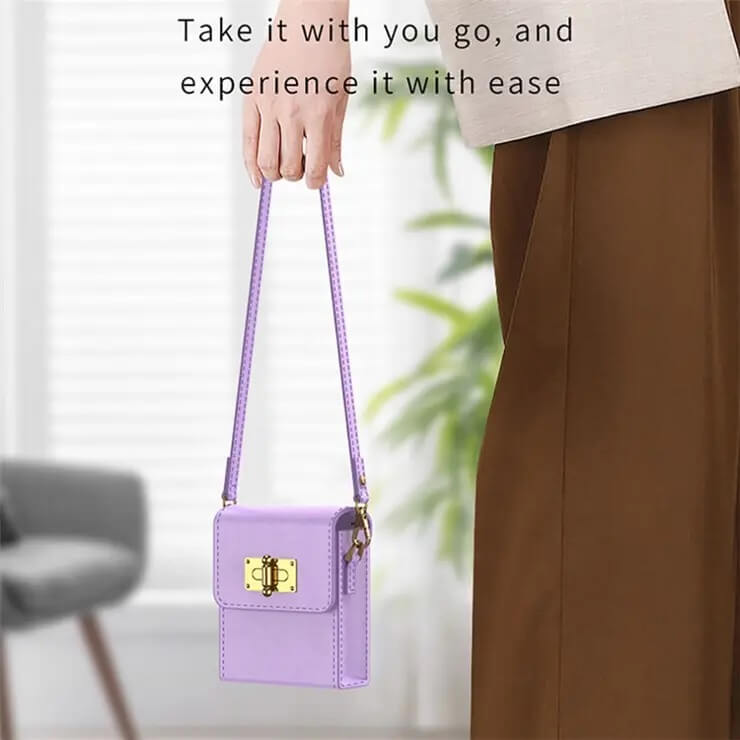 Кожен Калъф за Samsung Z Flip 5, GKK Shoulder Bag Case, Лилав (4)