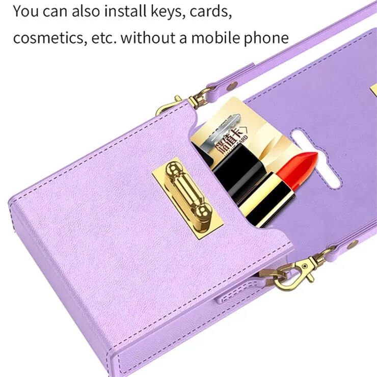 Кожен Калъф за Samsung Z Flip 5, GKK Shoulder Bag Case, Лилав (3)