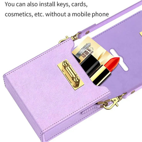 Кожен Калъф за Samsung Z Flip 5, GKK Shoulder Bag Case, Лилав (3)