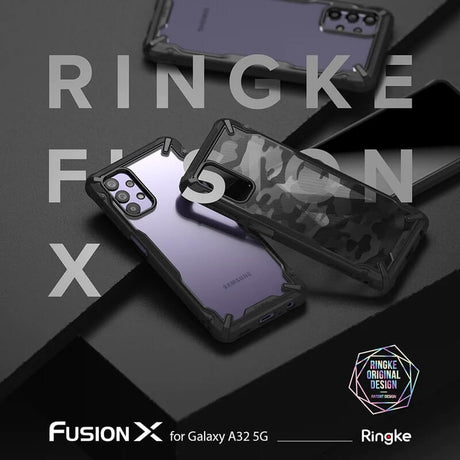 Противоударен Калъф за Samsung A32, Ringke Fusion X Camo Case, Черен (2)
