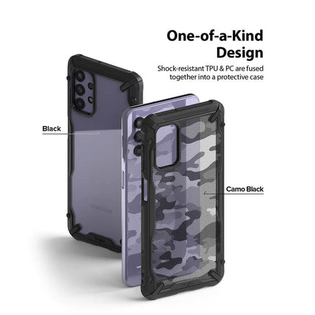 Противоударен Калъф за Samsung A32, Ringke Fusion X Camo Case, Черен (4)