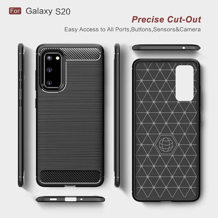 Противоударен Калъф за Samsung S20 FE, Premium Carbon Case, Черен (4)