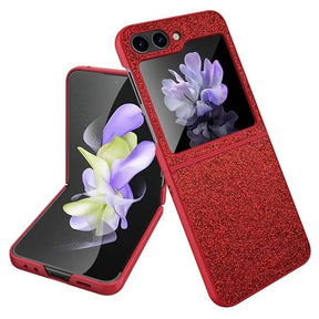Калъф с Изящна Декорация за Samsung Z Flip 5, Bling Case, Червен