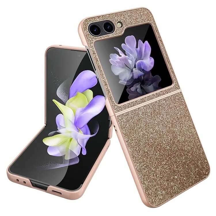 Калъф с Изящна Декорация за Samsung Z Flip 5, Bling Case, Златист