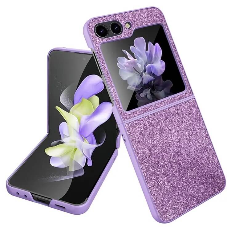 Калъф с Изящна Декорация за Samsung Z Flip 5, Bling Case, Лилав