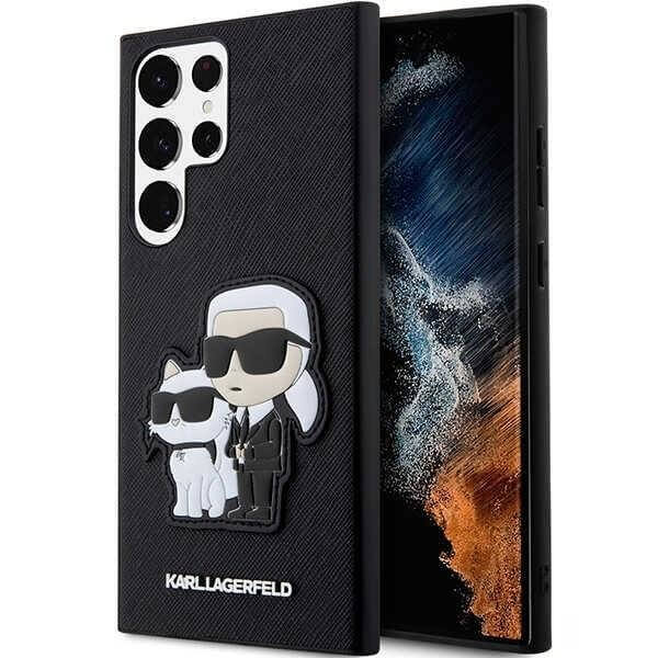 Луксозен Калъф за Samsung S23 Ultra, Karl Lagerfeld Saffiano Karl & Choupette Case, Черен