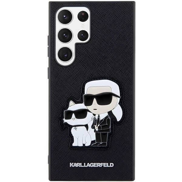 Луксозен Калъф за Samsung S23 Ultra, Karl Lagerfeld Saffiano Karl & Choupette Case, Черен (3)