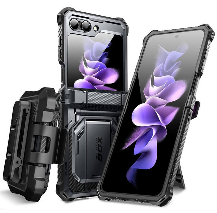 Противоударен Калъф за Samsung Z Flip 5, Supcase Iblsn ArmorBox, Черен (2)