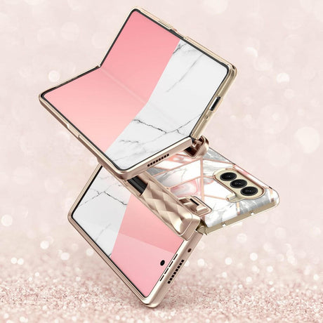 Дамски Калъф за Samsung Z Fold 5, Supcase Iblsn Cosmo Marble, Розов (7)