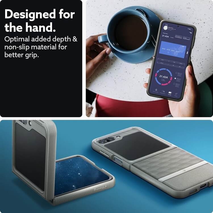 Противоударен Калъф за Samsung Z Flip 5, Spigen Caseology Parallax, Сив (5)