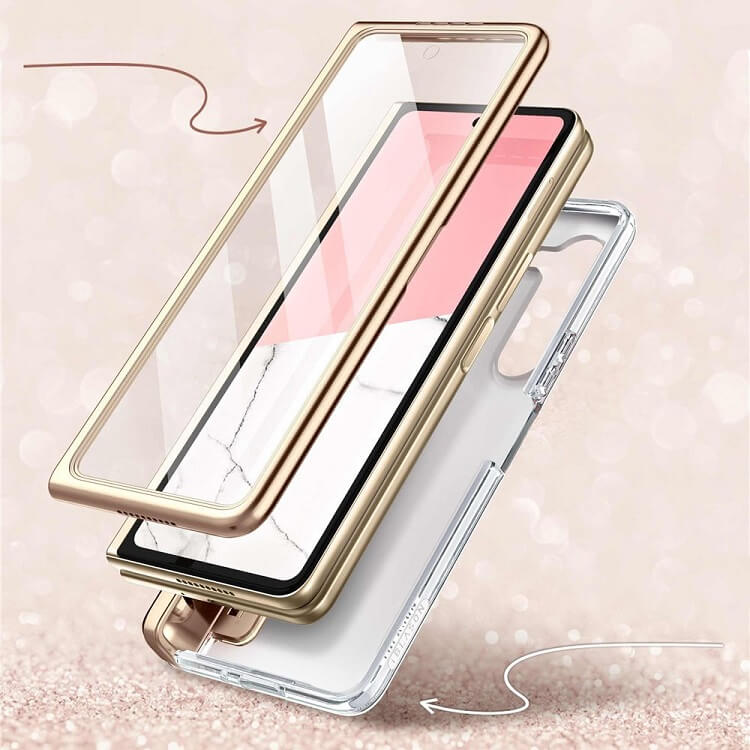 Дамски Калъф за Samsung Z Fold 5, Supcase Iblsn Cosmo Marble, Розов (3)