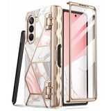 Дамски Калъф за Samsung Z Fold 5, Supcase Iblsn Cosmo Marble, Розов (2)