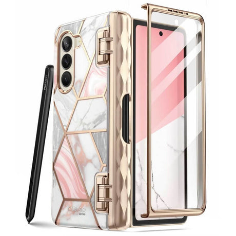 Дамски Калъф за Samsung Z Fold 5, Supcase Iblsn Cosmo Marble, Розов (2)