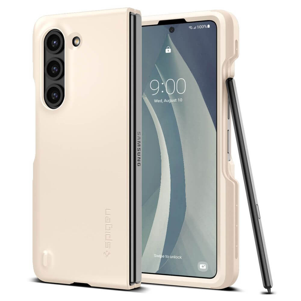 Калъф с S Pen Поставка за Samsung Z Fold 5, Spigen Thin Fit Pen Case, Бежов