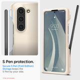 Калъф с S Pen Поставка за Samsung Z Fold 5, Spigen Thin Fit Pen Case, Бежов (7)