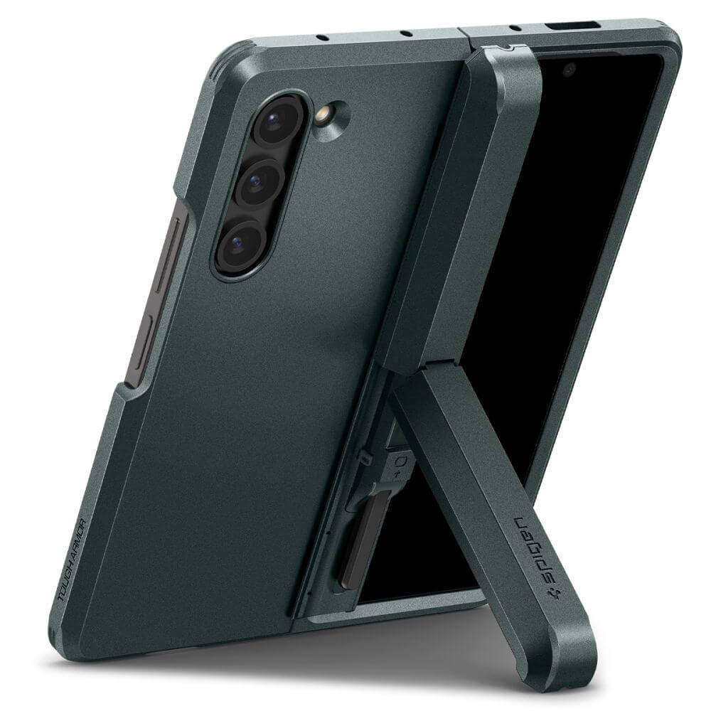 Калъф с Pen Поставка и Предпазител за Samsung Z Fold 5, Spigen Tough Armor Pro Case, Зелен (4)