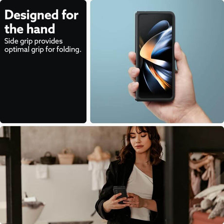 Противоударен Калъф за Samsung Z Fold 5, Spigen Caseology Parallax, Черен (3)