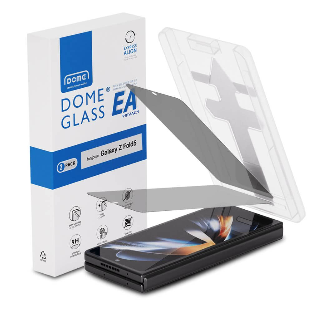 Затъмняващ Протектор за Samsung Z Fold 5, Whitestone Privacy EA Dome Glass, Черен