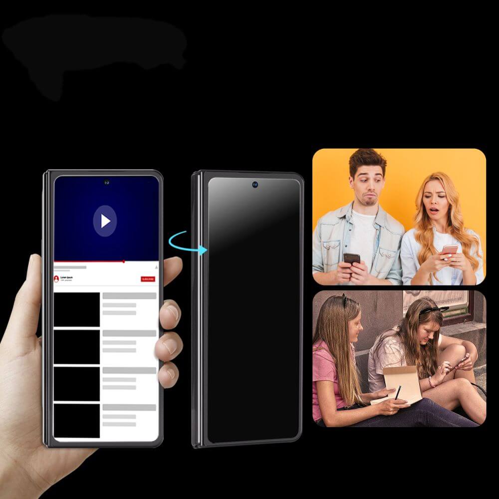 Затъмняващ Протектор за Samsung Z Fold 5, Whitestone Privacy EA Dome Glass, Черен (3)