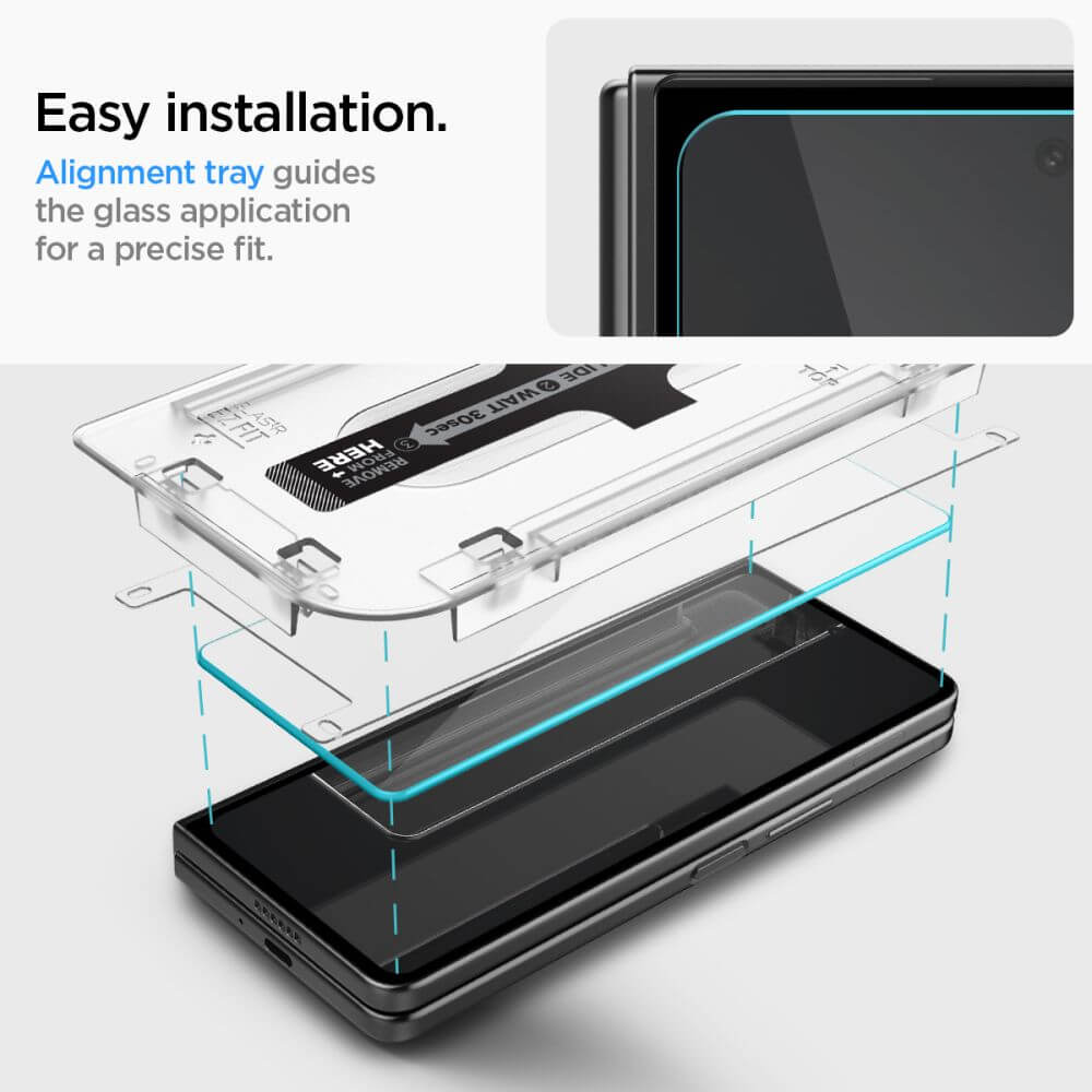 Протектор за Външния Дисплей на Samsung Z Fold 5, Spigen EZ Fit Glass 2бр., Прозрачен (7)