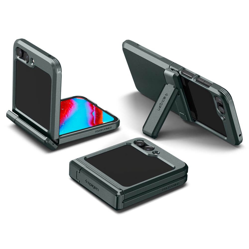 Калъф с Предпазител за Samsung Z Flip 5, Spigen Tough Armor Case, Зелен (8)