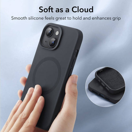 Magsafe Силиконов Калъф за iPhone 15 Plus, ESR Cloud Magnetic Case, Черен (7)