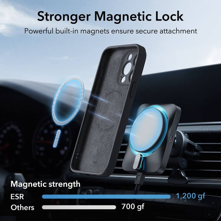 Magsafe Силиконов Калъф за iPhone 15 Pro, ESR Cloud Magnetic Case, Черен (4)