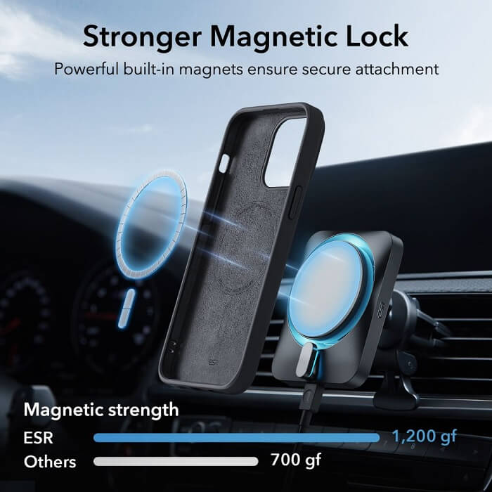Magsafe Силиконов Калъф за iPhone 15, ESR Cloud Magnetic Case, Черен (4)