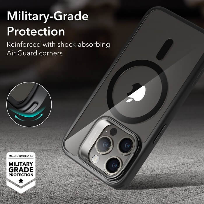 Magsafe Калъф за iPhone 15 Pro, ESR Classic Hybrid Kickstand Magnetic Case, Черен (7)
