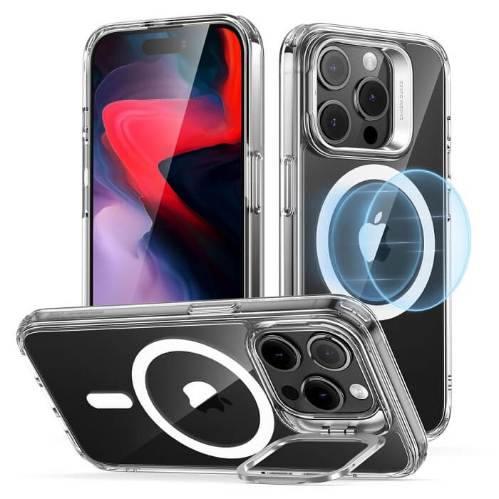 Magsafe Калъф за iPhone 15 Pro Max, ESR Classic Hybrid Kickstand Magnetic Case, Прозрачен