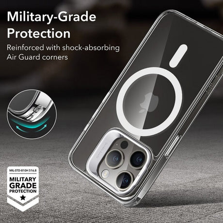 Magsafe Калъф за iPhone 15 Pro, ESR Classic Hybrid Kickstand Magnetic Case, Прозрачен (7)