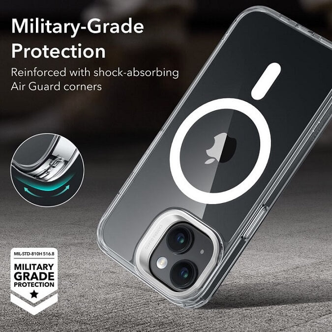 Magsafe Калъф за iPhone 15 Plus, ESR Classic Hybrid Kickstand Magnetic Case, Прозрачен (6)