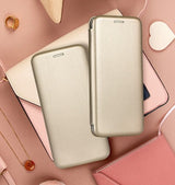 Кожен Калъф за iPhone 15, Forcell Elegance Book Case, Златист (3)